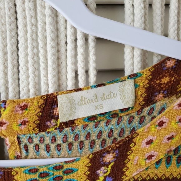 ALTAR'D STATE Patterned Yellow Boho Crop Blouse XS - Picture 6 of 7
